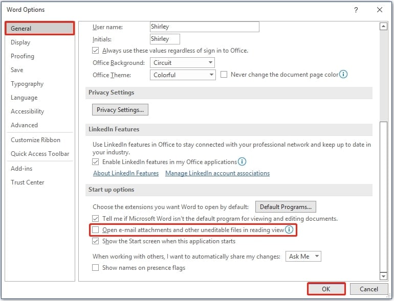unselect read only for e-attachments