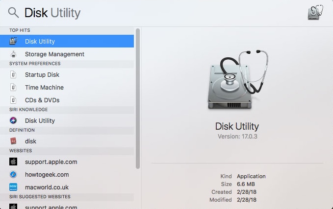 search disk utility