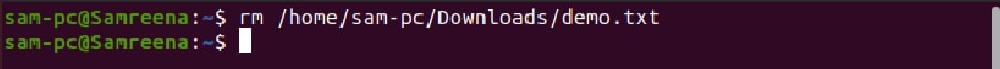 rm command to delete file in ubuntu