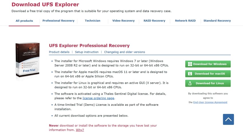 install the ufs explorer