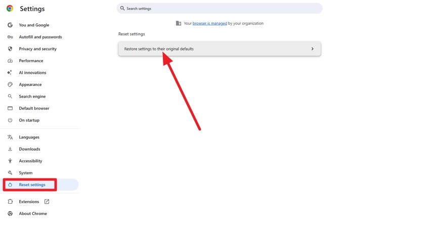 restore settings to default