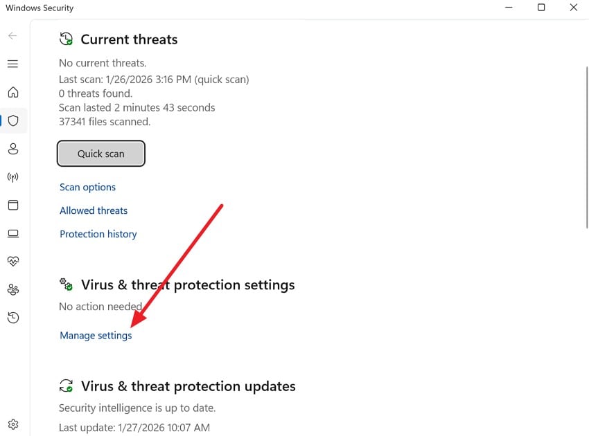 access virus and threat protection