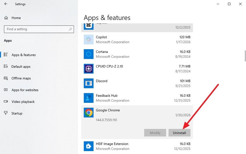 choose apps and features