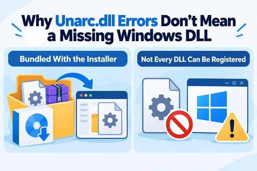 illustration explaining installer bundled extraction libraries and dll registration limits