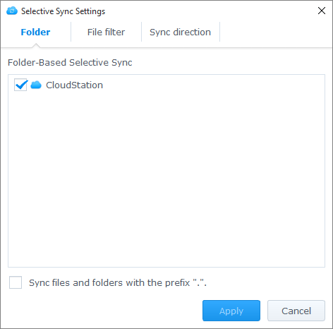 uncheck folders not to sync