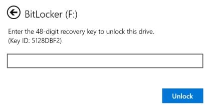 unlock bitlocker protected usb drive with the recovery key