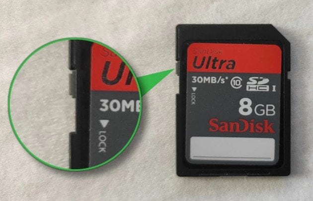 the lock switch on an sd card