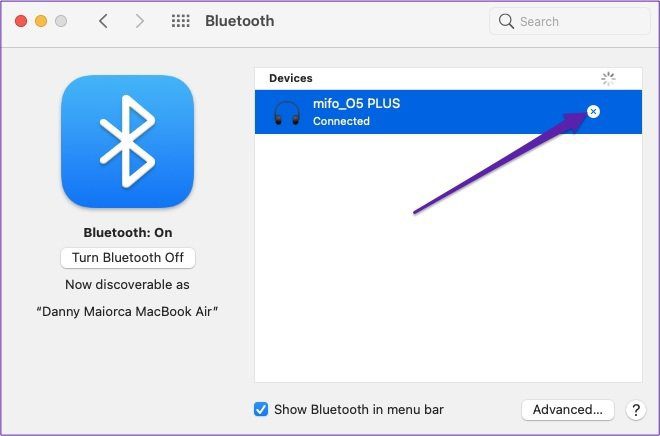 click bluetooth from the system settings