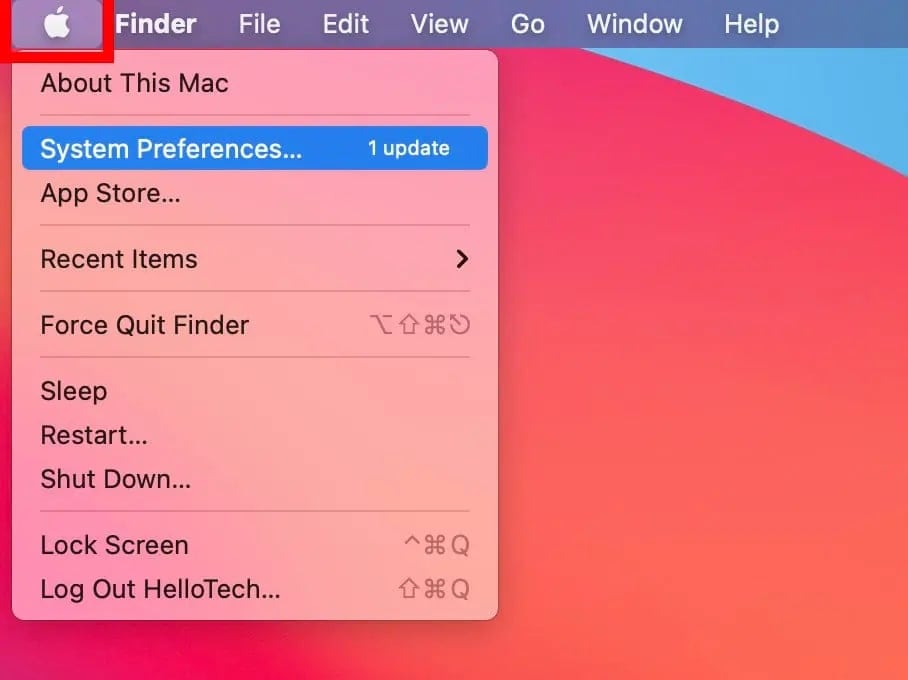 launch system preferences from the apple menu
