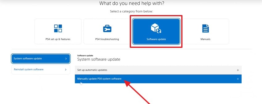 choose software update option