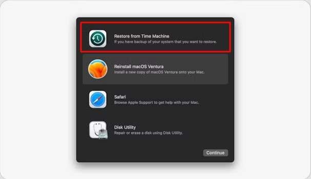 restoring macos from time machine backup 