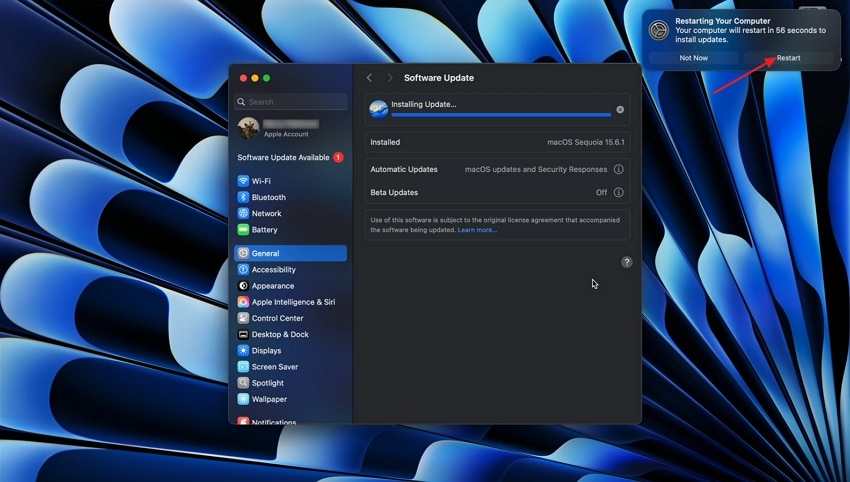 restart once macos is upgraded