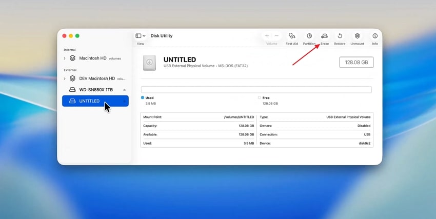 erase data in usb drive