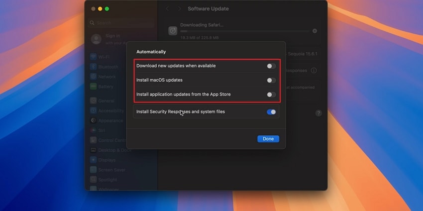 enable all options for automatic download