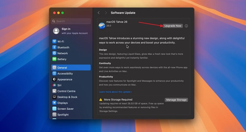 install macos tahoe after download notification