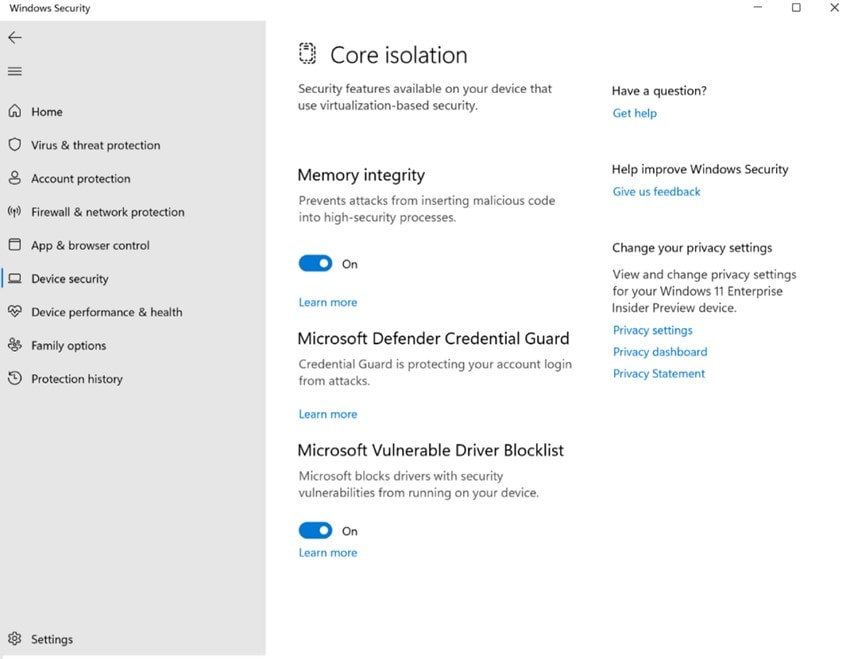 security enhancements windows 11
