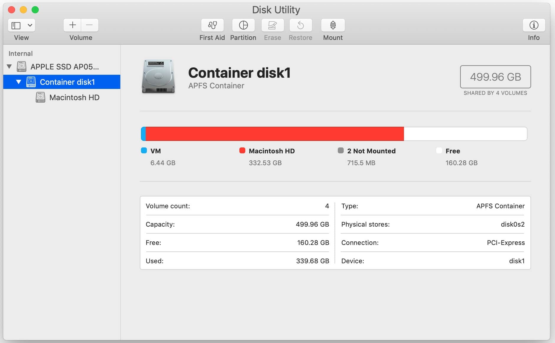 usb-Laufwerk, das im Dashboard des Festplattendienstprogramms angezeigt wird