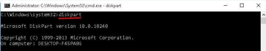 run diskpart command