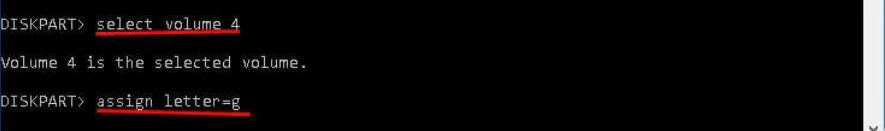 assign a drive letter with diskpart