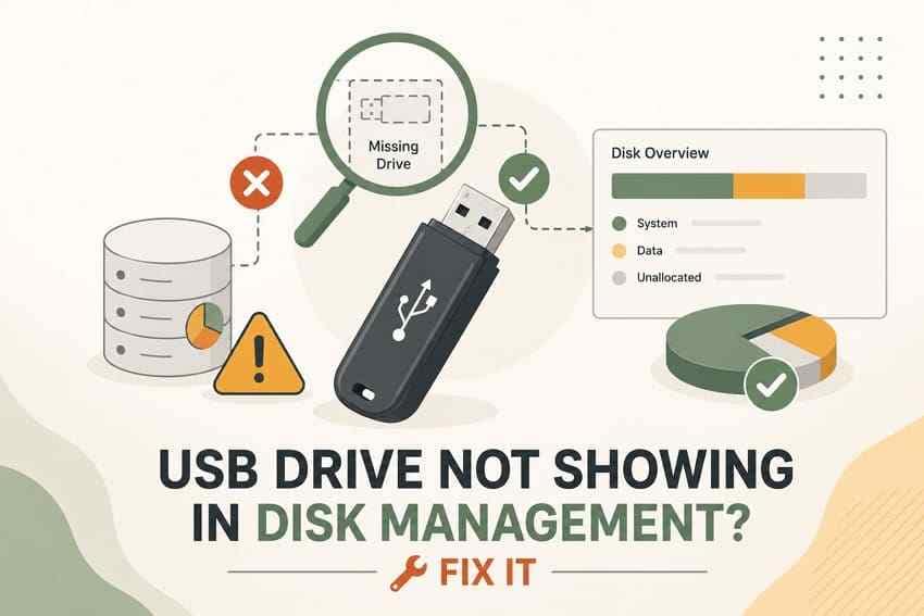 USB Drive Not Showing in Disk Management? Safe Fixes and Recovery Steps