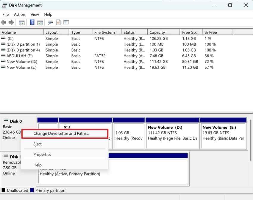 change usb drive letter path