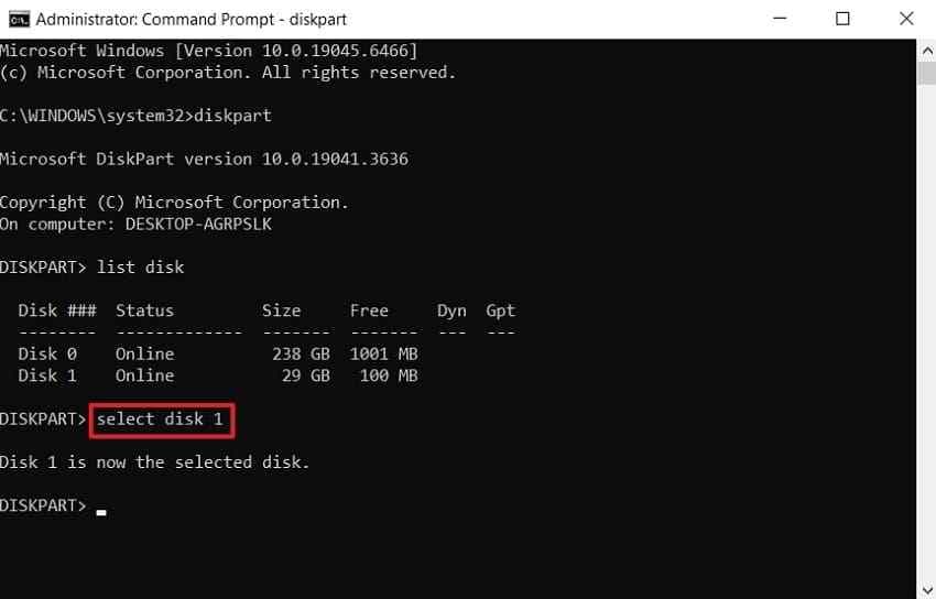 recreate usb partition with diskpart