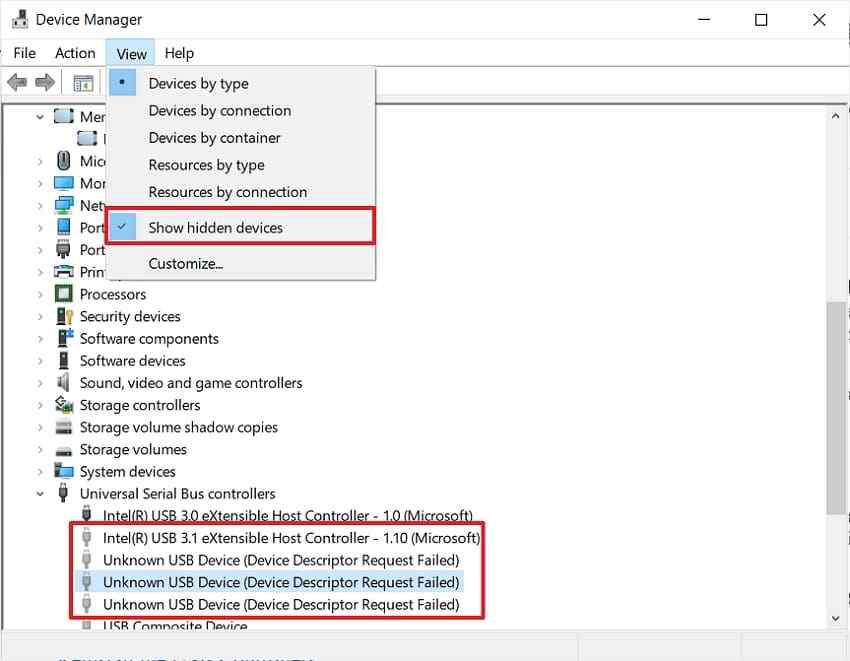 remove hidden usb device entries