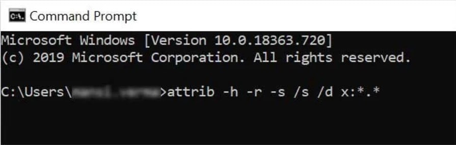 use attrib command to recover files