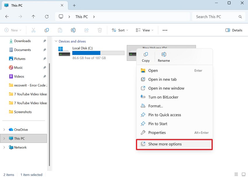choose show more options for usb