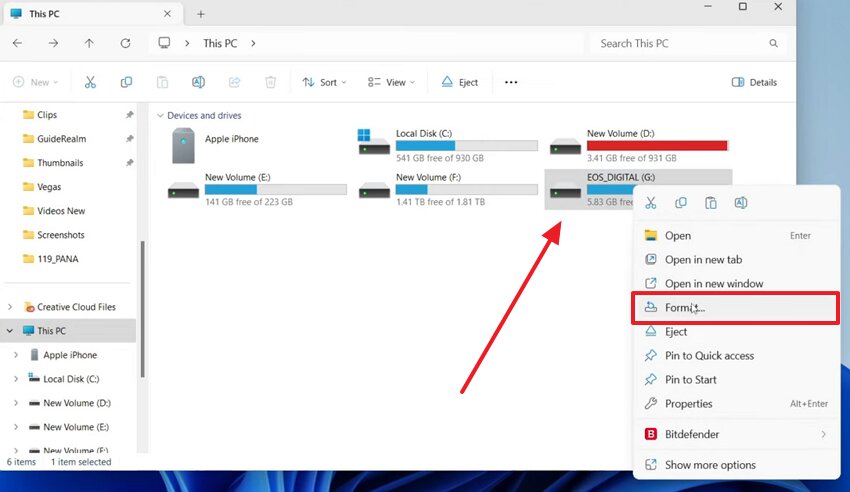 choose usb drive format