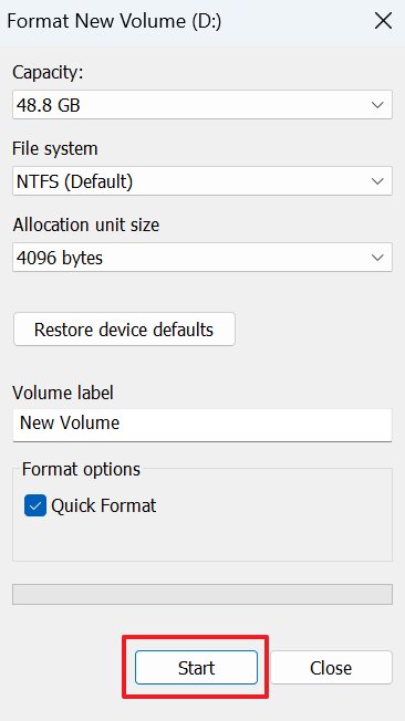 start format usb drive