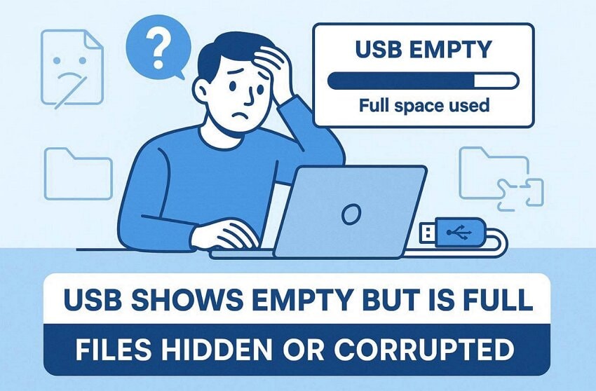 define usb shows empty but full