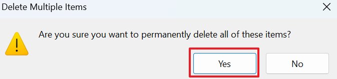 confirm recycle bin deletion
