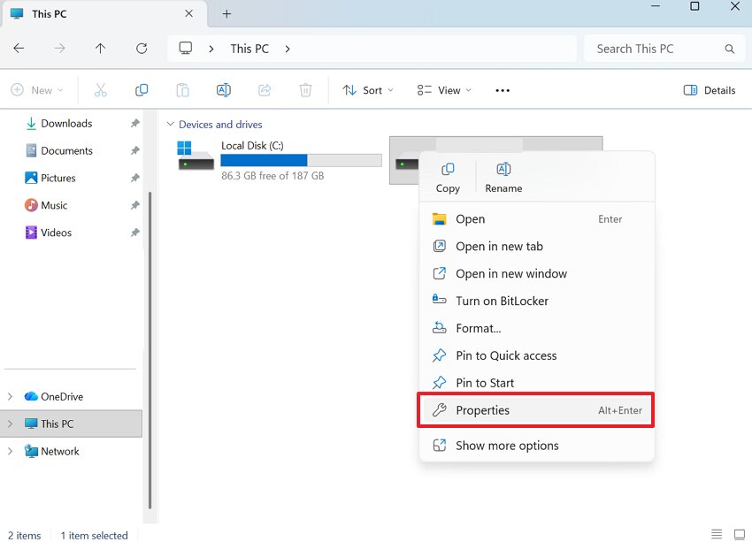 access usb drive properties