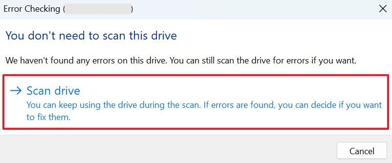 choose scan drive