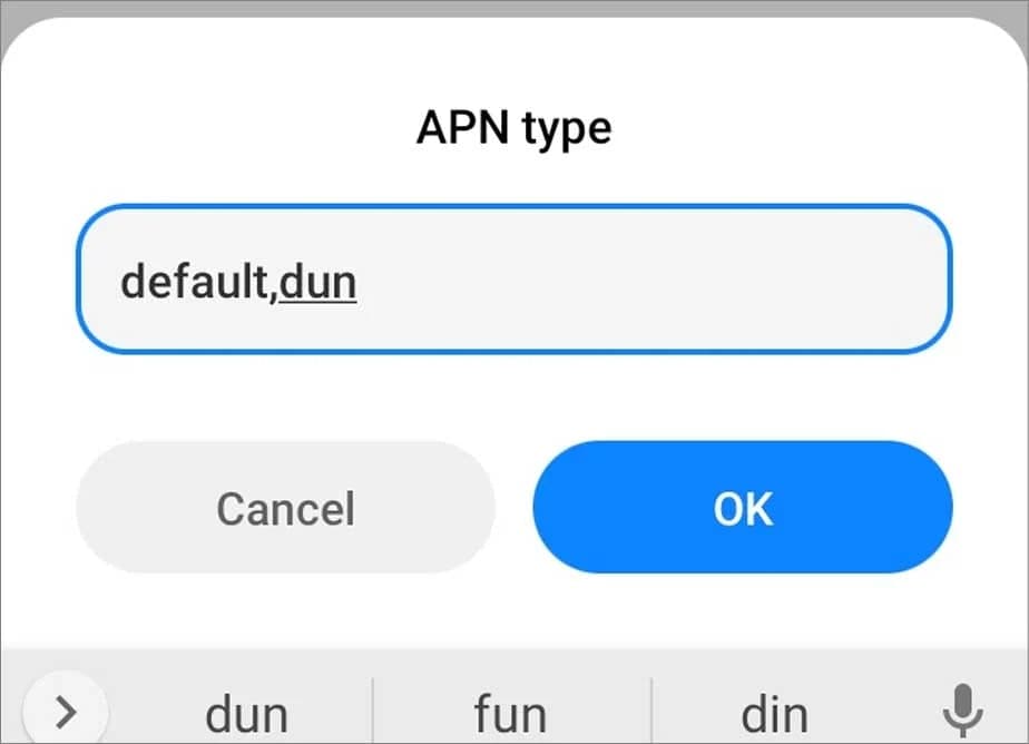change apn type on an android