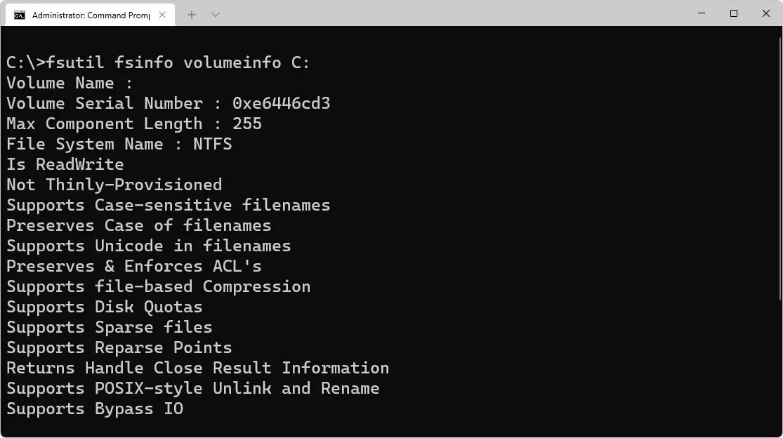 use cmd to find out if a drive is formatted as ntfs