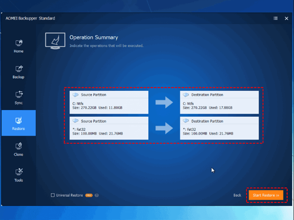 click start restore icon