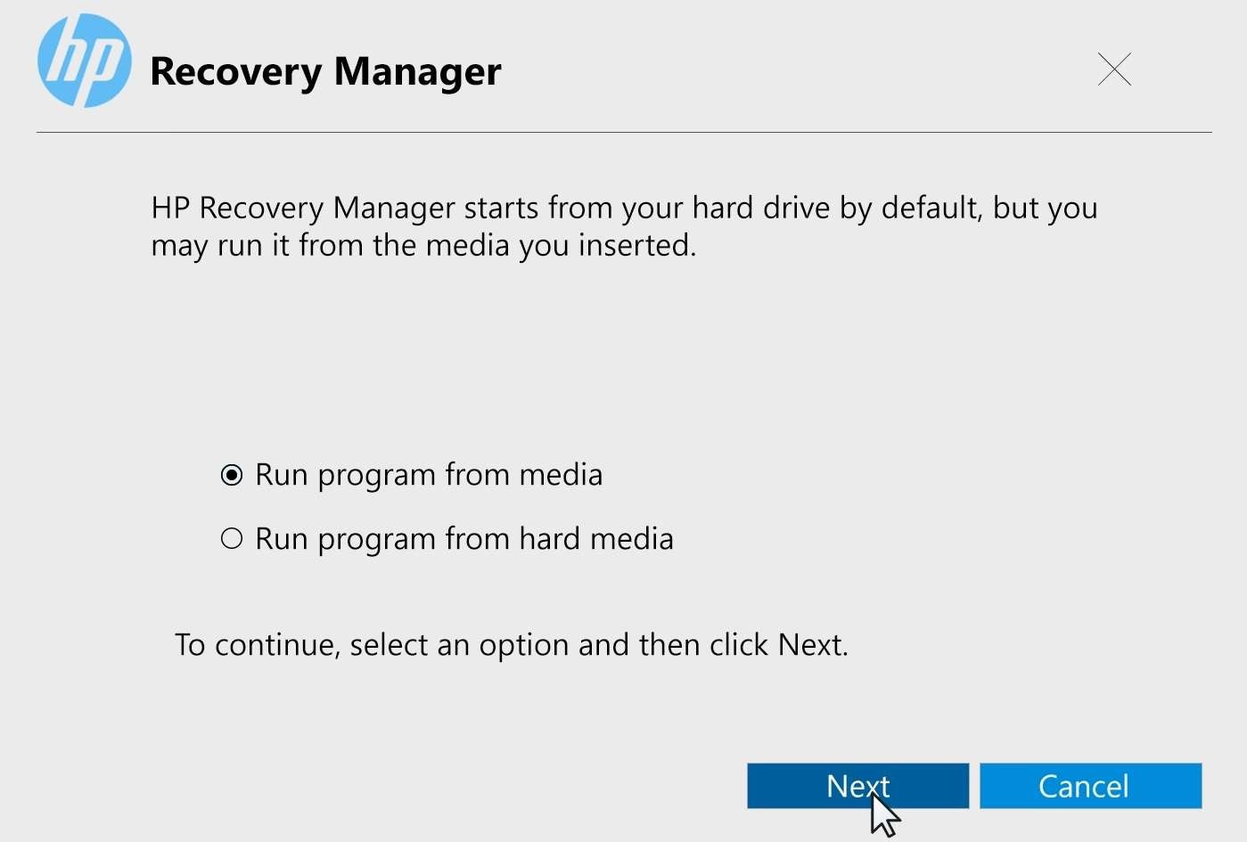 run system recovery from the usb