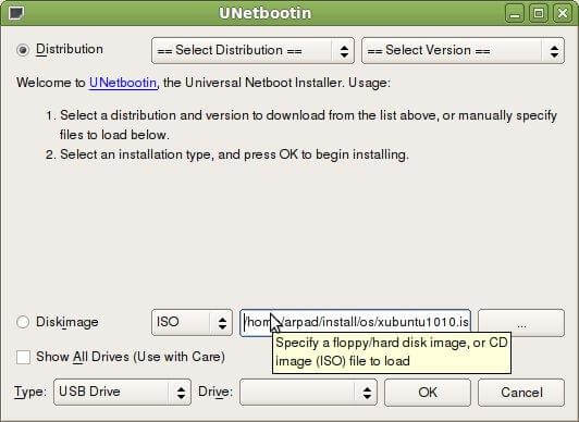 opening iso image in unetbootin