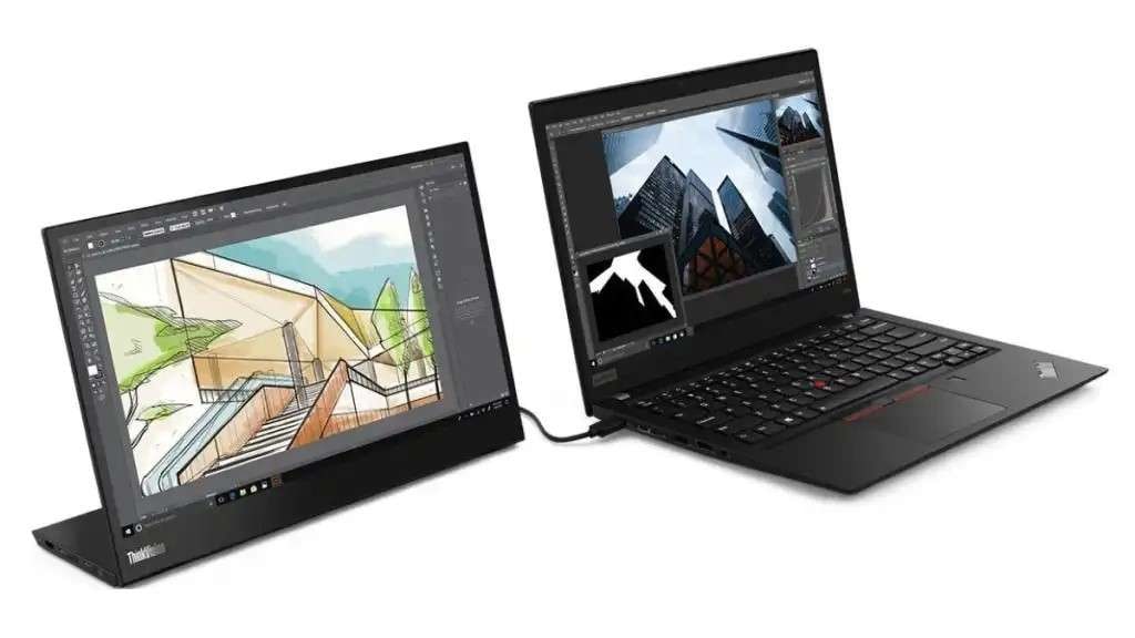 laptop connected to an external monitor for a display fault check