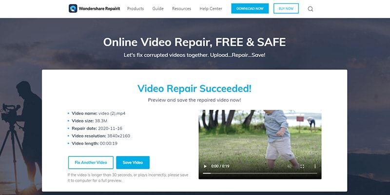 save repaired videos