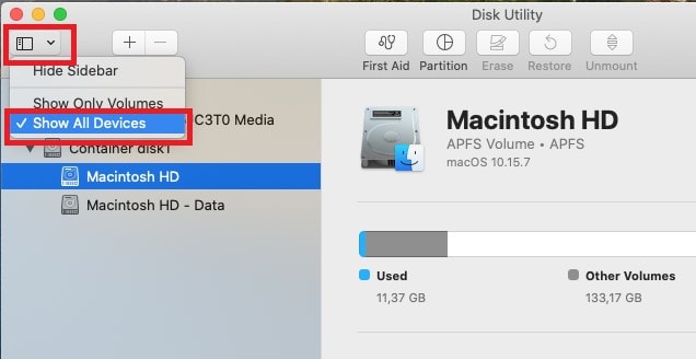 hacer clic en el botón de vista para borrar el disco duro de mac