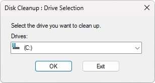 select the drive for disk cleanup