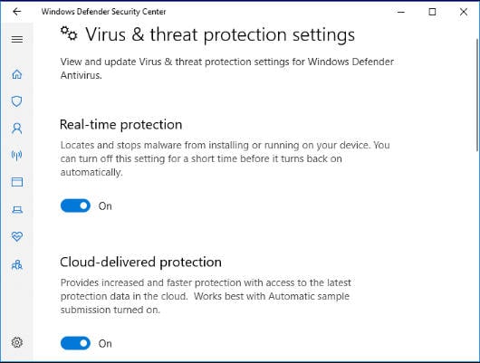 activate virus and threat protection