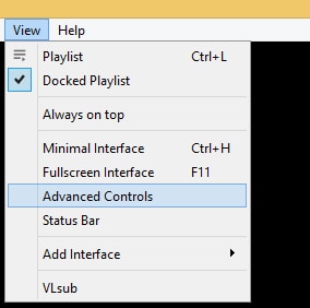 vlc view menu advanced controls option