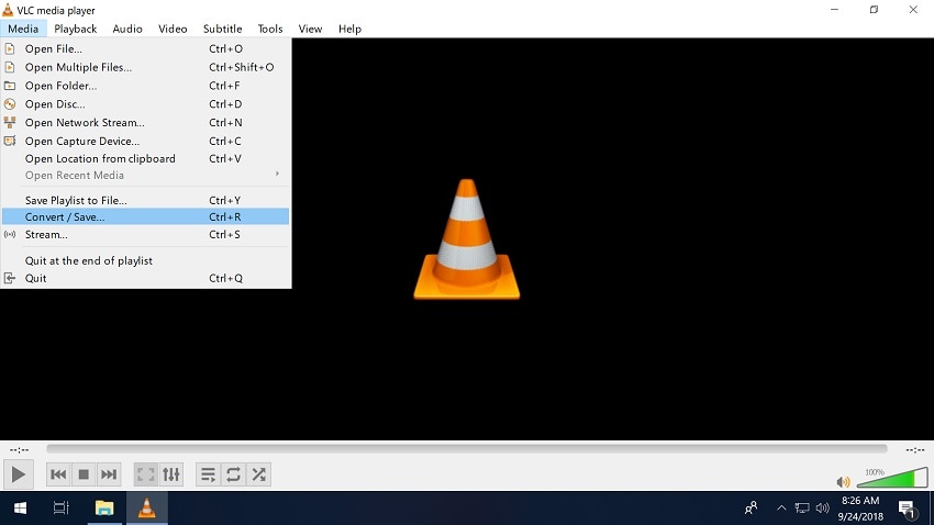 ouvrir la fonctionnalité de conversion de vlc