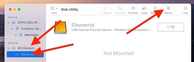mount wd elements on mac