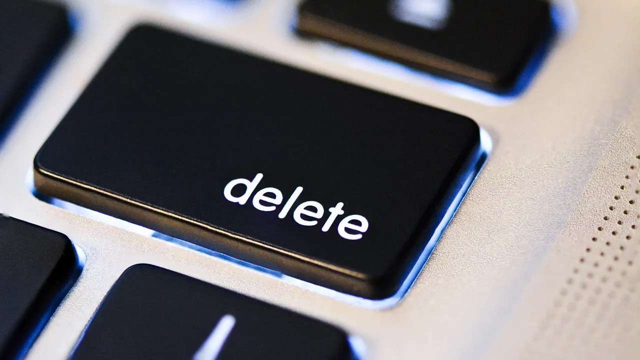 close-up of the delete key