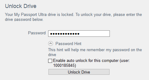 unlock a password protected wd my passport with wd security